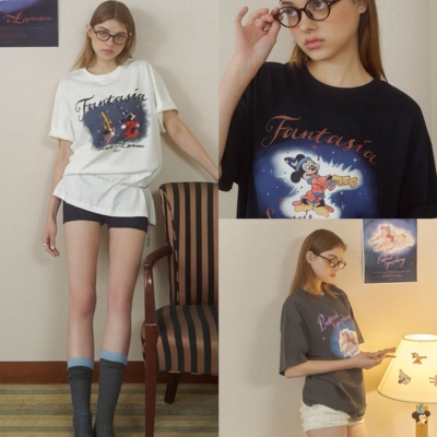 PAZZODisneyMICKEY宽松印花T恤