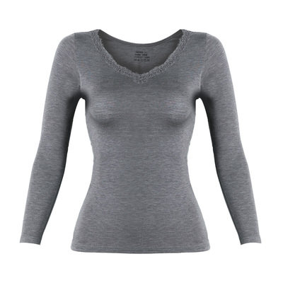 SHUKAS H 8021 BLACK CHARCOAL GRAY WOMENS THIN UNDERSHIRT SINGLE PIECE THERMAL UNDERWEAR THERMAL SLIM INVISIBLE WARM CLOTHING