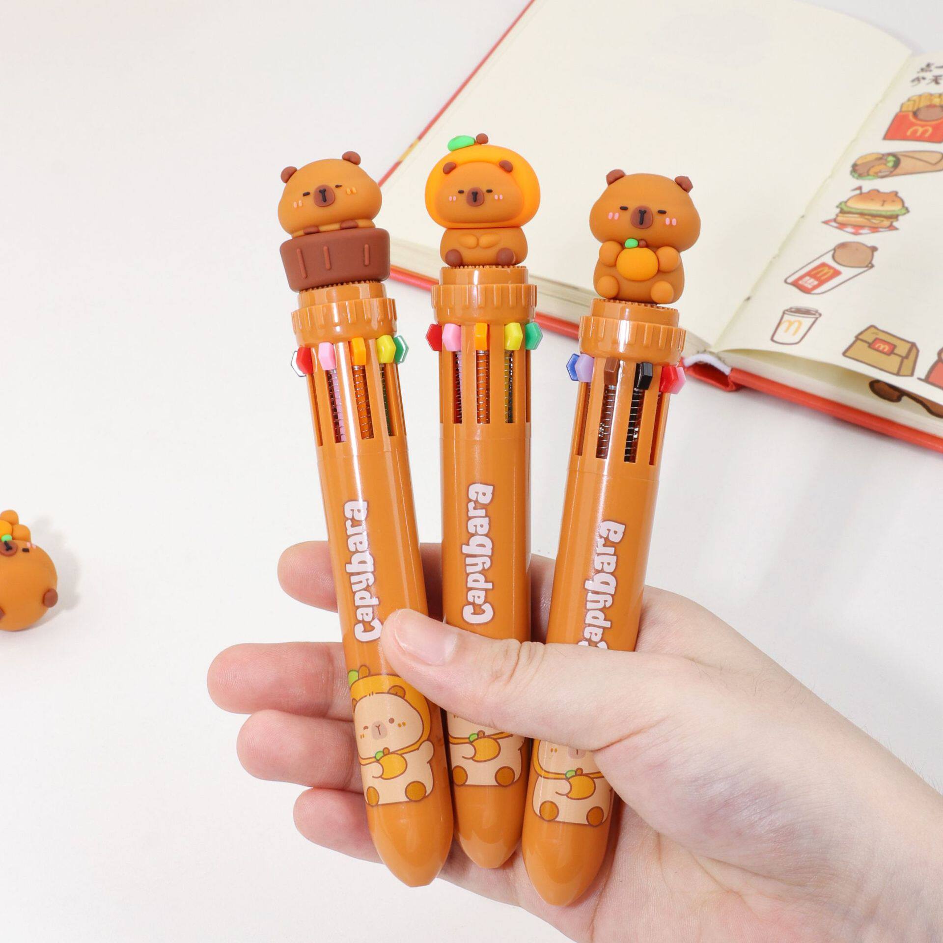 可奇卡皮巴拉10色圆珠笔多色合一