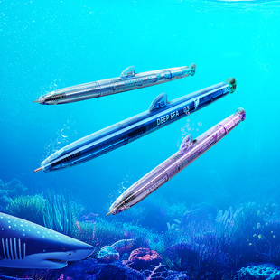 点石制笔巨齿鲨深海舱笔深海舱创意鲨鱼笔时空舱静音按动中性笔