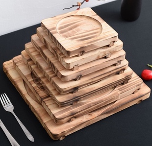 碳化方形木垫 石锅底托 砂锅垫 韩式石锅拌饭托盘 隔热垫瓦罐垫盘