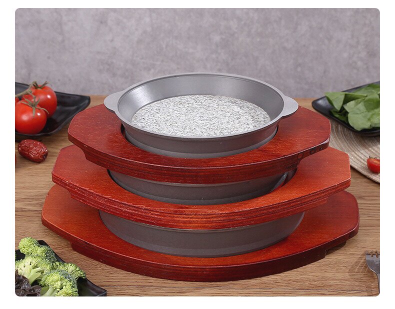 天然石盘迷你圆形烤盘石烧盘石头盘韩式烤盘铁板烧包铝石锅烤肉盘