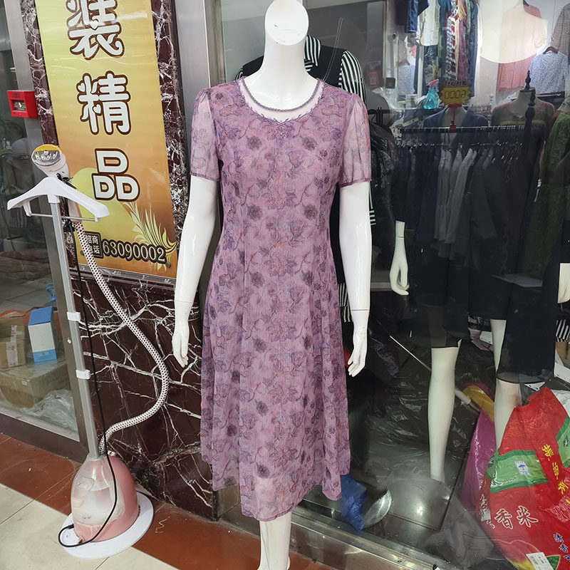 垂感透气台湾纱连衣裙洋气质妈妈