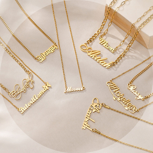 925纯银项链定制英文字母名字diy设计感项链坠小众吊坠首饰刻字