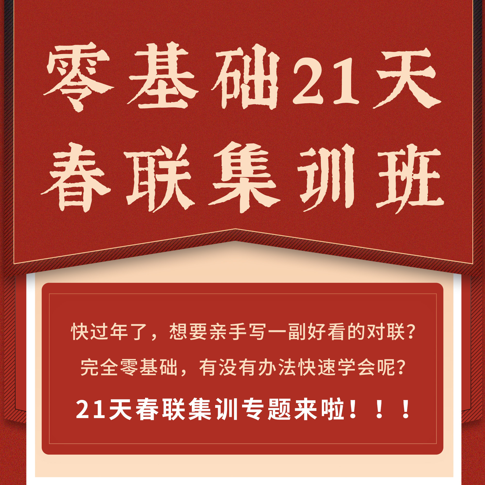 一起练字春联集训21天练字课程成人寒假线上零基础老师指导教学
