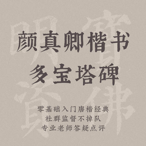 一起练字毛笔书法课程颜真卿多宝塔碑半年班成人入门练字视频教程