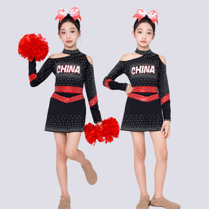 定制啦啦操比赛服装儿童啦啦队健美操团体比赛操服男女竞技演出服