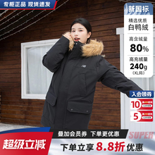 New Balance NB羽绒服中长款保暖毛领冬季防风夹克外套女白鸭绒