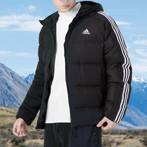 阿迪达斯羽绒服男款2023冬季新款运动加厚棉袄面包服男士连帽外套