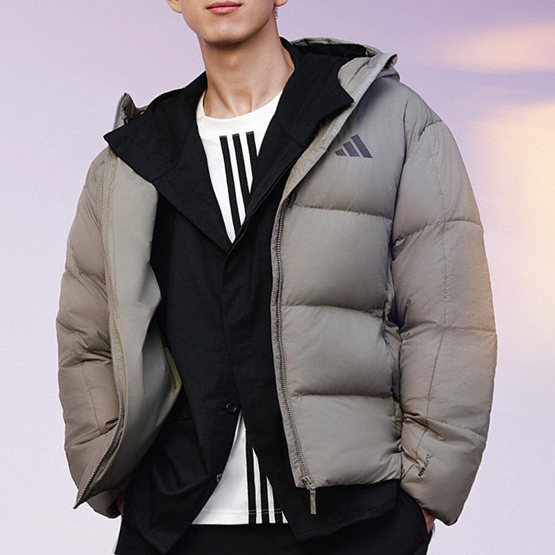 Adidas阿迪达斯羽绒服男冬季新款鸭绒男士棉袄加厚连帽保暖外套男