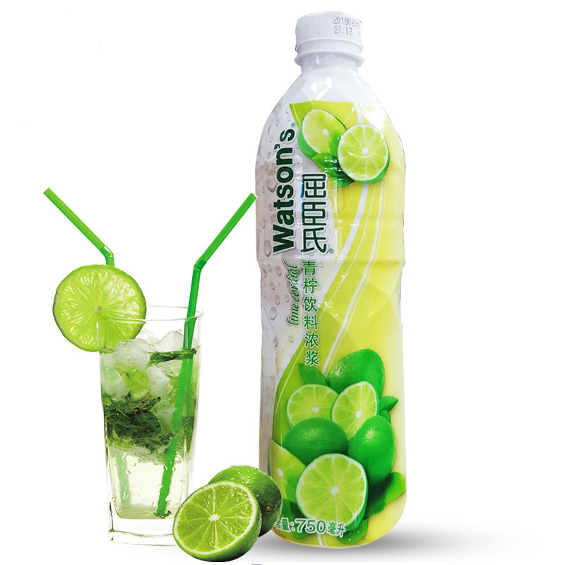 屈臣氏watsons浓缩柠檬汁 lime juice青柠汁浓浆预调酒果汁750ml