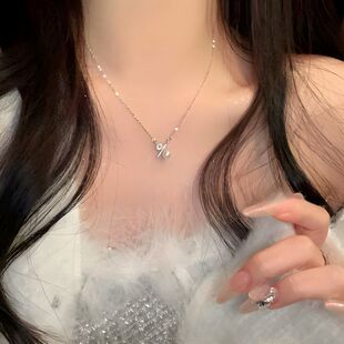 银贝S925银百分号珍珠项链女气质赫本风轻奢百搭通勤锁骨链女爆款