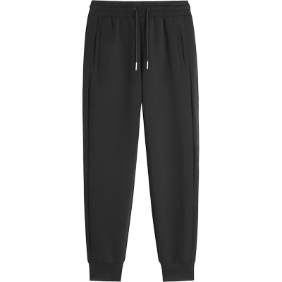 HIM汉崇 弹力运动束脚裤男简约立体字母压花舒适休闲裤 2025秋季