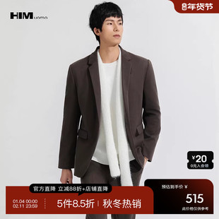 HIM汉崇 弹力修身加厚休闲西服男柔软绒感复古西装外套 2025冬季
