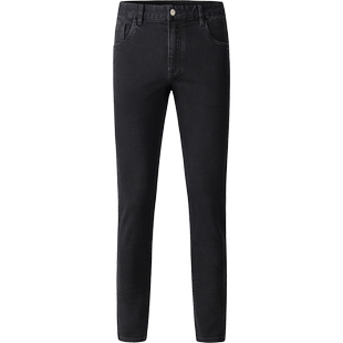 HIM汉崇 小脚修身牛仔裤男士经典高端简约黑色休闲长裤 2025秋季