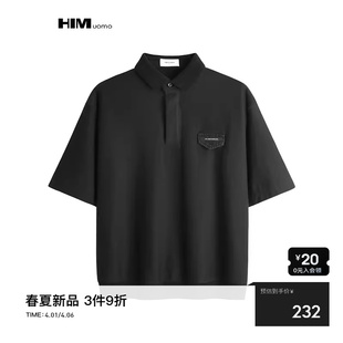 2026春季 HIM汉崇 饰翻领上衣 卫衣男复古牛仔袋盖装 时尚 休闲短袖