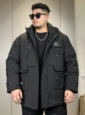 350斤高级感工装加厚棉衣男士羽绒棉服保暖加肥加大冬季三防棉袄