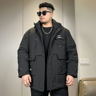 350斤高级感工装加厚棉衣男士羽绒棉服保暖加肥加大冬季三防棉袄