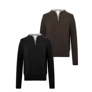 打底毛衣 撞色假两件手工缝线长袖 ICE UP软糯老钱浣熊绒拼接羊毛衫