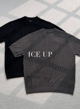 ICEUP不规则射线条纹羊毛短袖