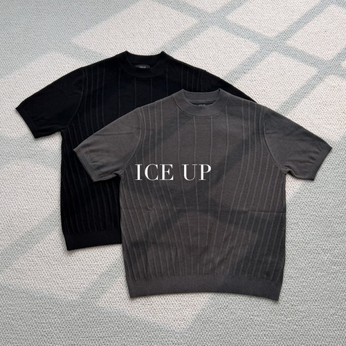 ICEUP不规则射线条纹羊毛短袖
