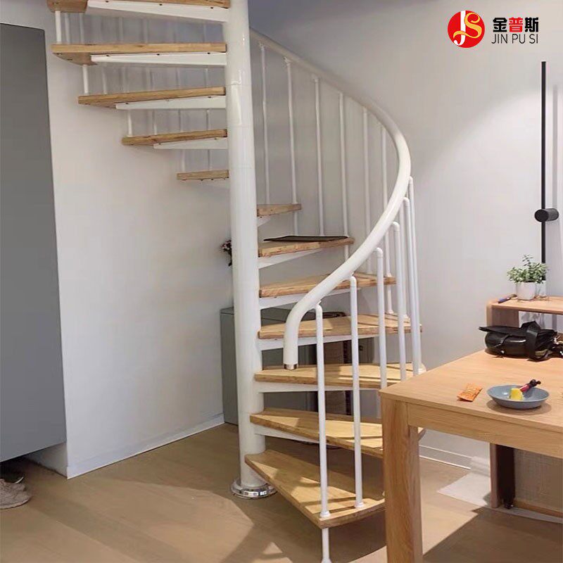 广州定制阁楼复式公寓中空跃层圆形小户型家用旋t转钢木楼梯包安