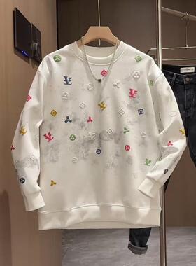 Mostarsea~轻奢痞帅宽松圆领卫衣男士秋季时尚设计感扎染印花长袖