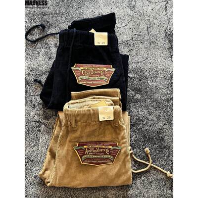 Madness Mdns Clot美式重磅全棉灯芯绒抽绳直筒休闲裤男秋工装裤