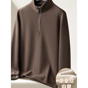 PALM CITY德绒冬季加厚加绒男士卫衣半拉炼立领上衣男秋冬打底衫
