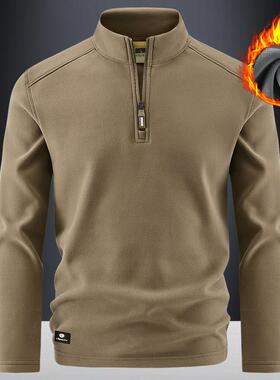 MAROLIO~高端德绒半拉炼卫衣男秋冬季立领抓绒衣宽松保暖打底衫潮