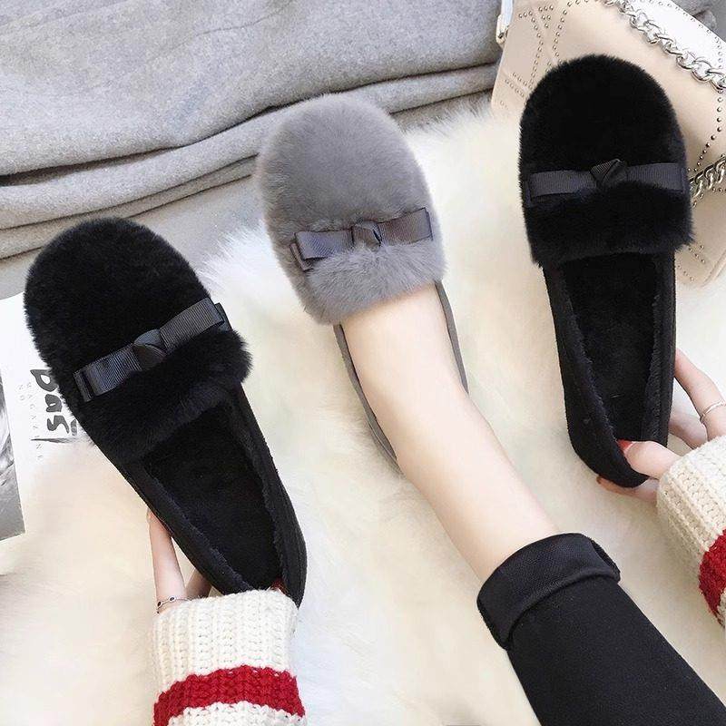 平底加绒毛毛鞋女款2025秋冬新款时尚网红百搭豆豆鞋保暖舒适单鞋,女鞋,深口单鞋,淘宝优惠券,粉丝福利购,淘宝优惠卷