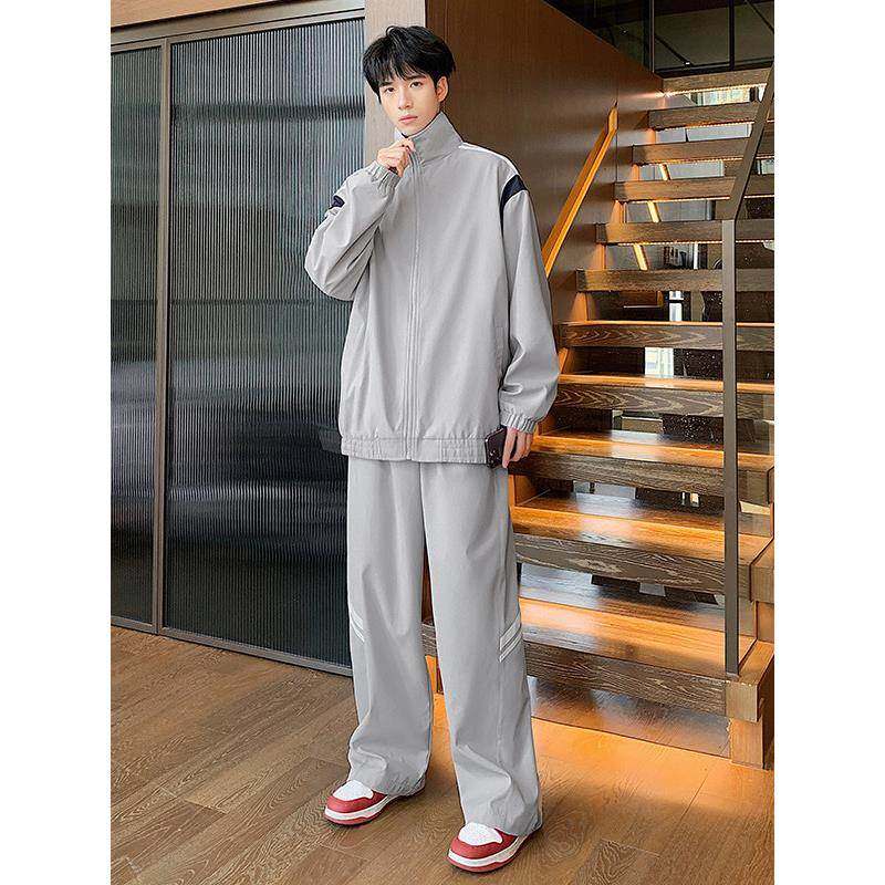 it neith BIAS潮牌休闲两件套秋宽松拼接时尚夹克阔腿裤运动套装,男装,大码上装,淘宝优惠券,粉丝福利购,淘宝优惠卷