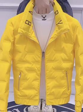 香港冬季新款黄色羽绒服男修身立领轻薄帅气保暖休闲网红羽绒服新