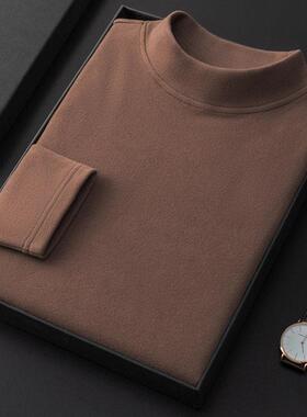 MAROLIO~进口德绒！半高领打底衫男秋冬加厚双面磨毛长袖T恤保暖