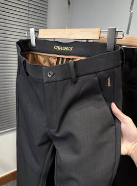 Mostarsea~高端时尚商务西裤男士秋冬新款加厚直筒长裤宽松休闲裤
