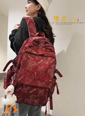 香港书包女大学生高中生新款中学生百搭简约双肩大容量减负男揹包