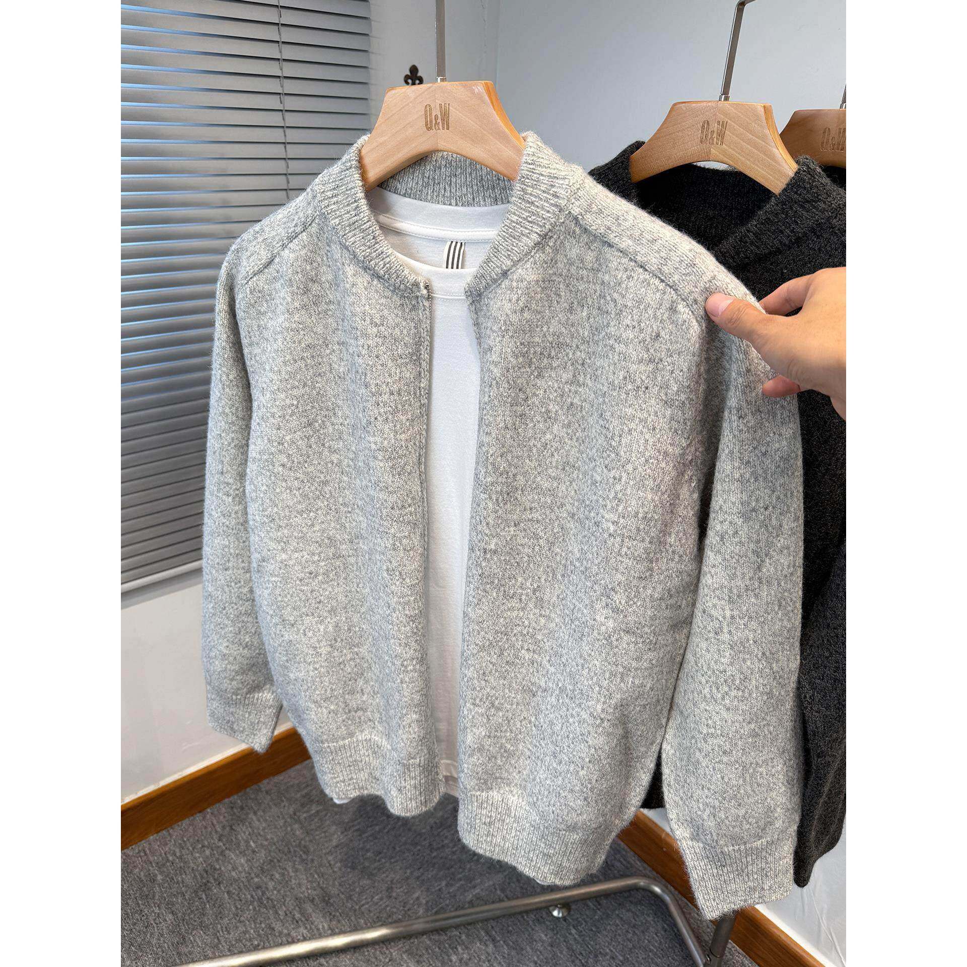 毛衣外套男2025新款秋冬季高级感休闲加厚外搭棒球领拉炼开衫男款