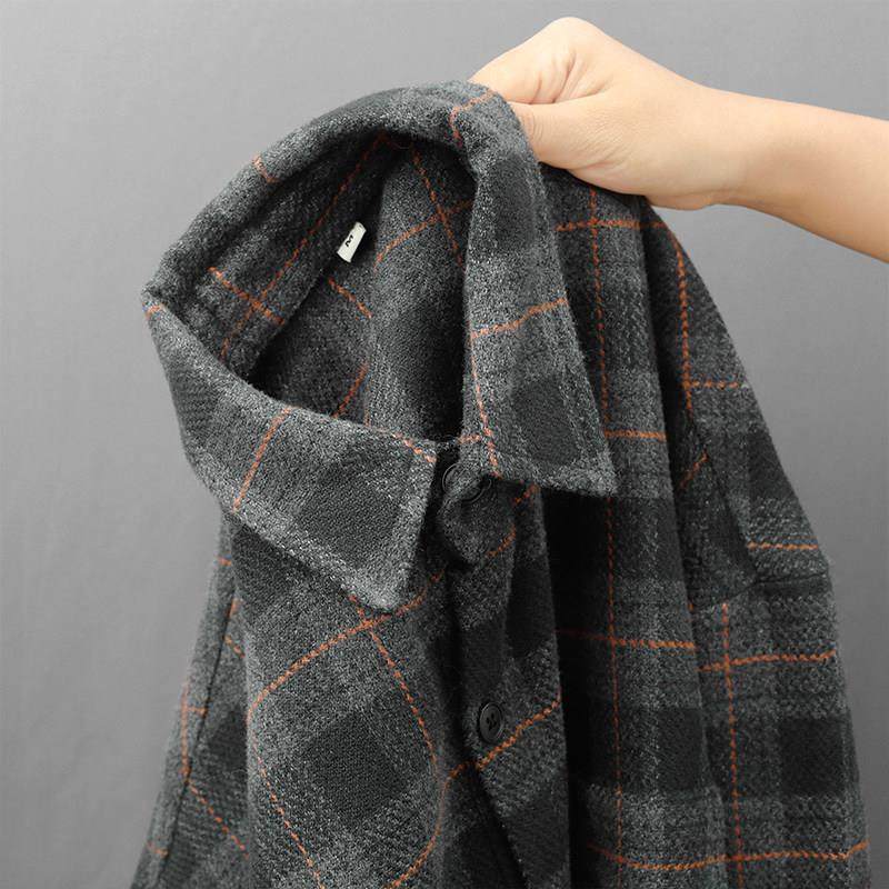 GM新潮 复古港风 小众设计感！灰色格子衬衫男士秋冬百搭休闲外套,男装,秀禾服,淘宝优惠券,粉丝福利购,淘宝优惠卷