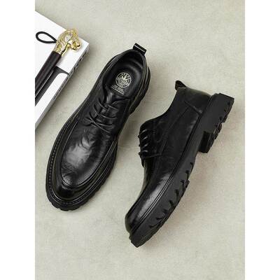 男士皮鞋年轻款式2025新款商务休闲真皮透气厚底增高皮鞋男士婚礼