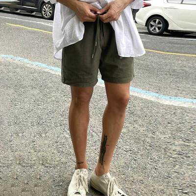 Upscale潮人 亚麻短裤男夏季薄款韩版直筒百搭五分裤宽松休闲裤子