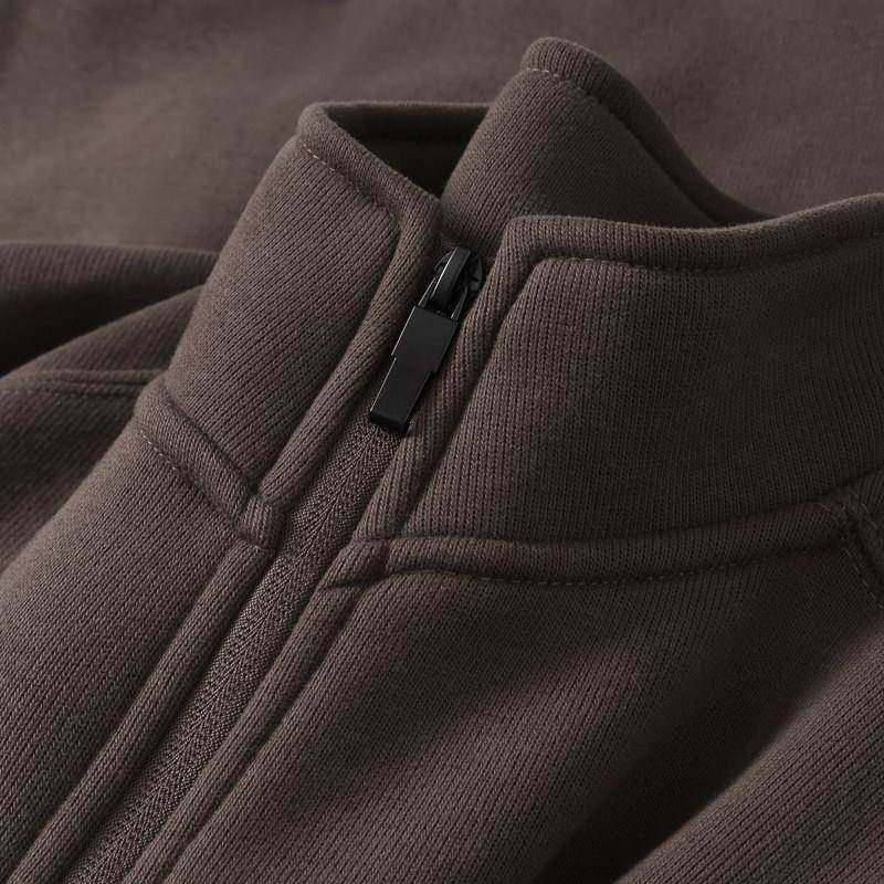 Mostarsea~600g重磅美式棕色卫衣外套男士秋冬银狐绒立领开衫夹克,男装,秀禾服,淘宝优惠券,粉丝福利购,淘宝优惠卷