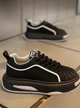 正牌高端时尚冬季运动鞋男士贝壳头休闲百搭鞋黑色勇士牌高端帅气