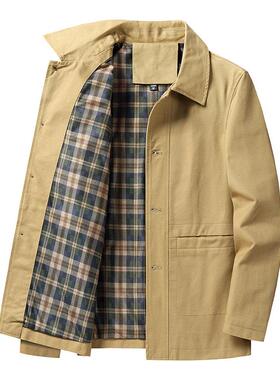 Mostarsea~高品质纯棉休闲夹克衫男士秋冬季加绒翻领羊羔绒外套潮