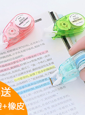 日本PLUS普乐士淡彩系文字荧光迷你修饰带日记手帐diy花边修正带