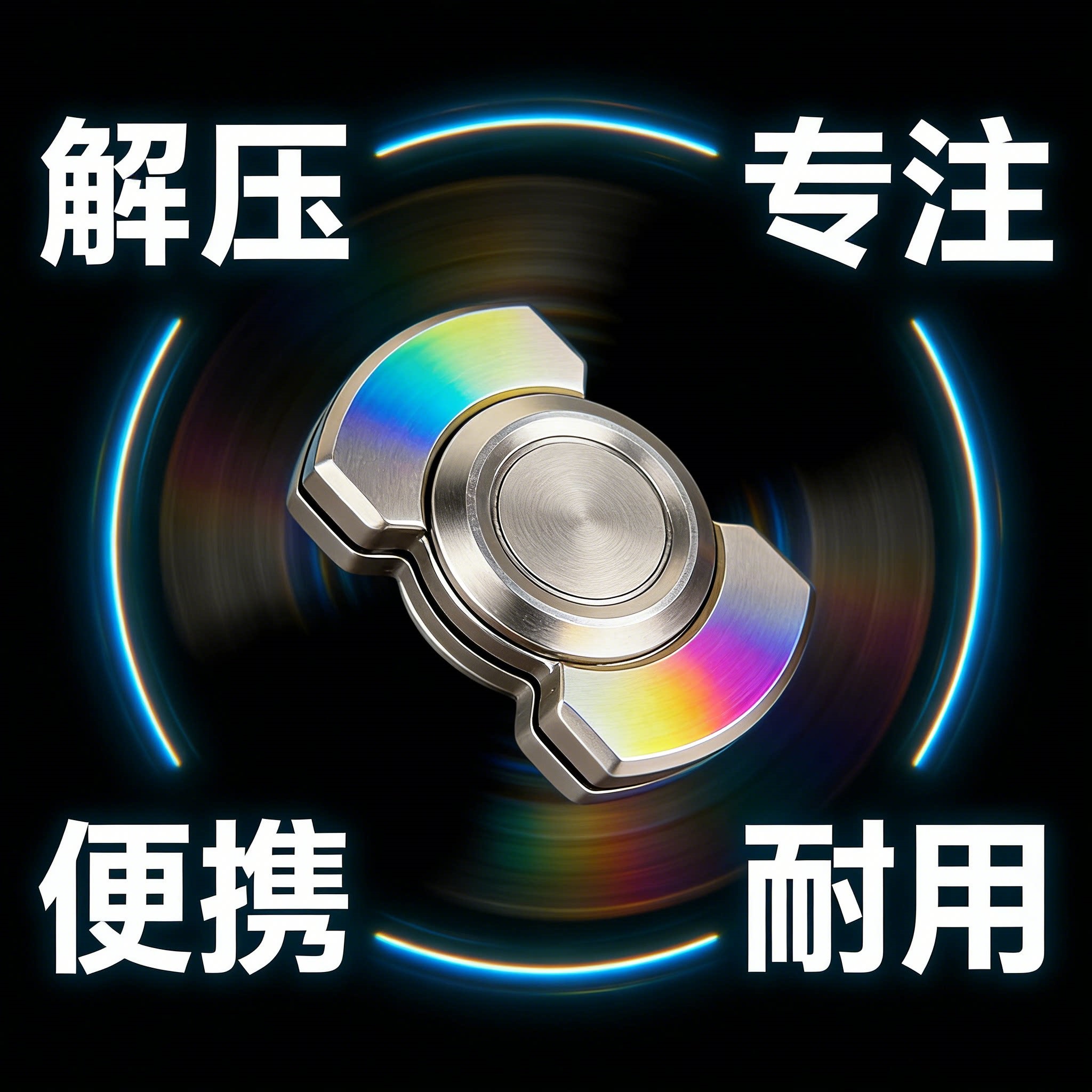 三合一指尖陀螺锌合金炫酷啪啪EDC玩具推牌减压旋转磁吸解压神器