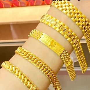 孟加拉赤金首饰沙金福字男士手链霸气百福手表链经典老板手环链条