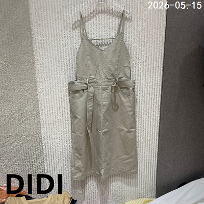 欧洲站2026夏季新款PH23工装风无袖背带裙女腰带收腰连衣裙6107