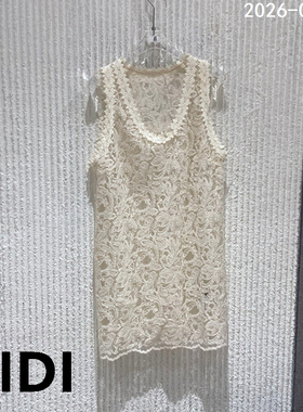 欧洲站2026春季新款PH23圆领透视蕾丝无袖背心裙女连衣裙短裙2025