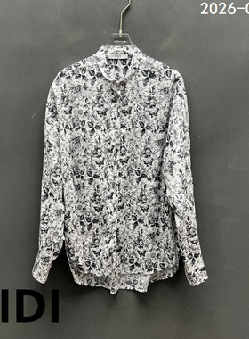 欧洲站2026春季新款PH23复古印花衬衫女宽松长袖衬衣上衣6010