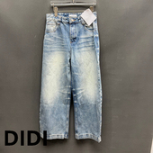 女款 欧洲站2026春季 纯色复古百搭显瘦高腰直筒牛仔裤 时尚 4999 新款